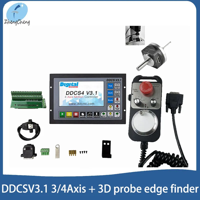 DDCSV3.1 3/4 Axis G Code CNC Offline Stand Alone Controller For Engraving Milling Machine DDCS V3.1+4-axis Stop MPG+edge finder