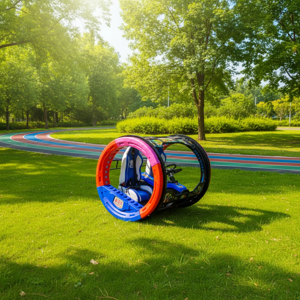 360 Degree Rotating Electric Happy Swing Car PVC Plastic Metal Rocking Bus Ride Children's Playhouse for Playground Amusement