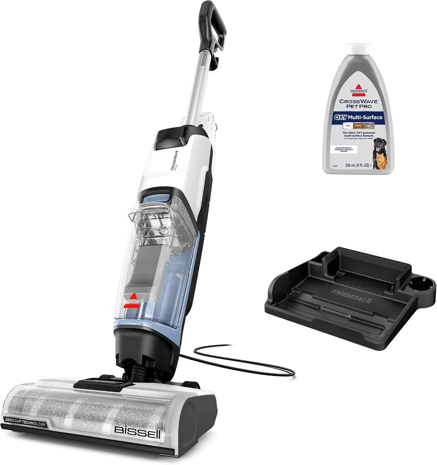 CrossWave Edge Zero-Gap Wet Dry Vacuum Mop, 4111A | Powerful suction for tile floors and stain removal; zero-gap edge reaches ba