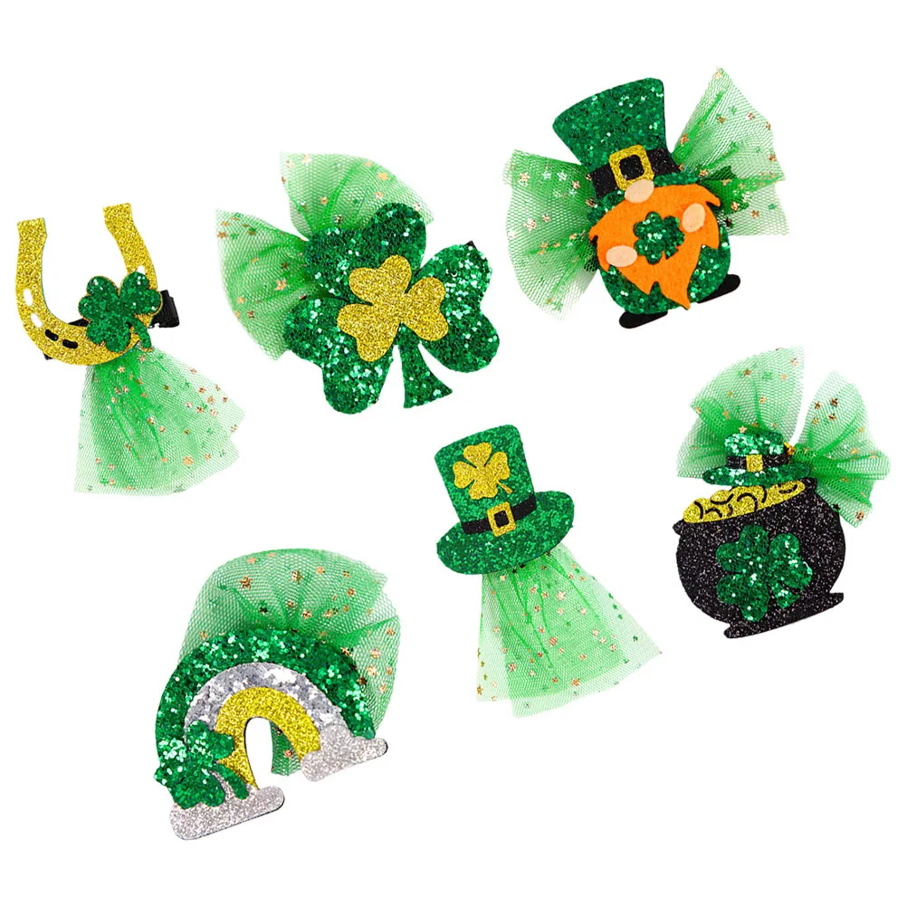 

6Pcs St Patrick's Day Hair Clips Delicate Creative Barrette Party Hair Accessories Adorable Headdress