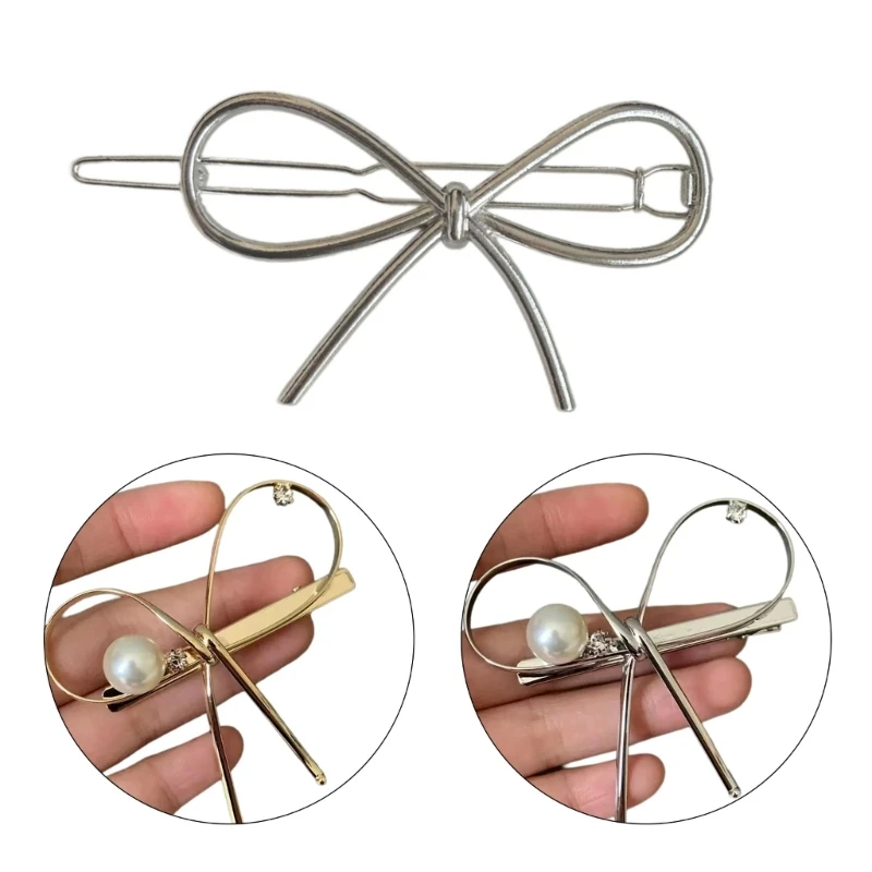 Electroplate Bowknot Hair Clip Girl Korean Hairpin Female Duckbill Clip Side Pin