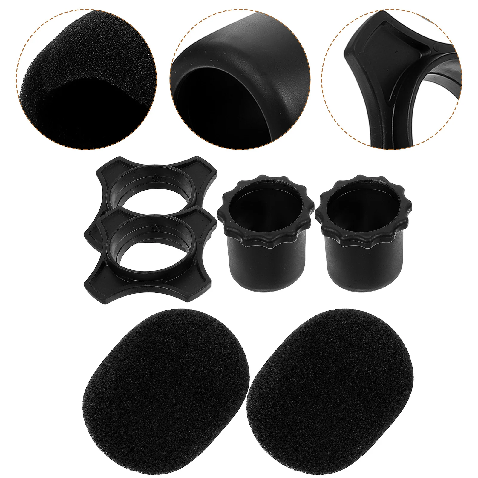 

Black Microphone Covers Sponge Fit for KTV DJ Conference Stage Performance News Interviews