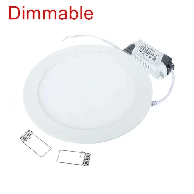 Wpuszczany przyciemniany Downlight 3W 6W 9W 12W 15W 25W Ultra cienki Panel oświetleniowy do sufitu LED do oświetlenia wewnętrznego Aluminium AC110V