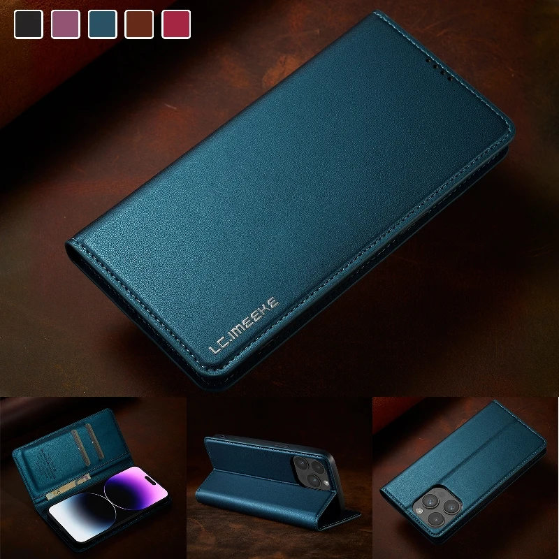 

Magnetic Flip Built-in Wallet Card Phone Cover For iPhone 16 15 14 Plus 13 Mini 12 11 Pro XR XS Max 7 8 Plus SE Protective Case