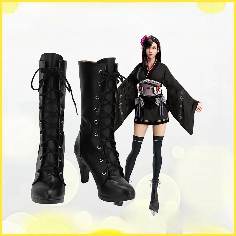 Game  Final Fantasy FF7 Remake Tifa Cosplay Shoes Boots Props Halloween Party Role Play Custom Made Aksesori