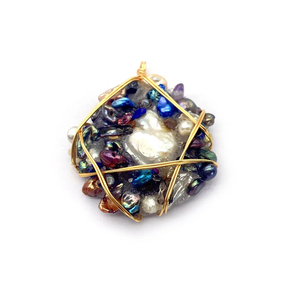 

Натуральное ожерелье с подвеской из пресноводного жемчуга неправильной формы, разноцветные украшения, аксессуары для изготовления ожерелий своими руками