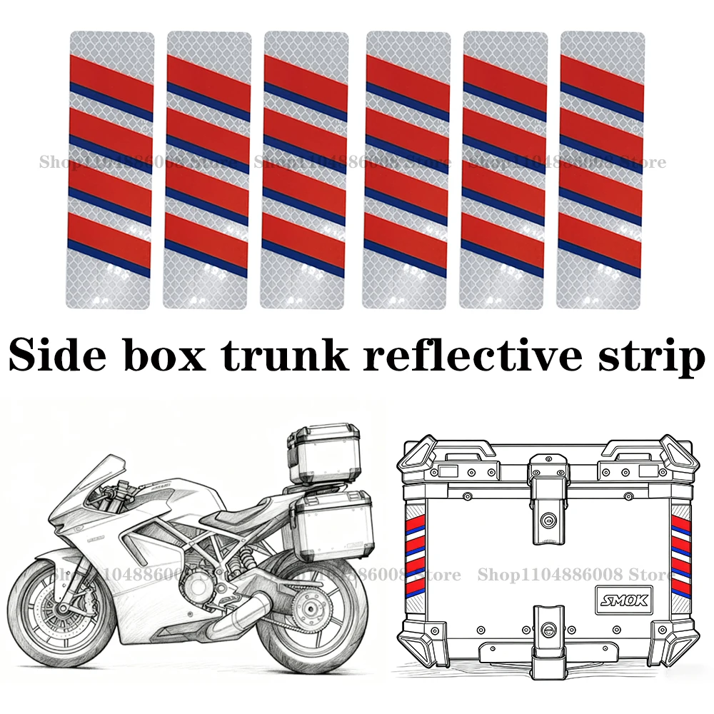 

Side Top Luggage Box Case Motorcycle Reflective Sticker Strips Rear Trunk Anti-collision Decorative Night Safety Warning Strip