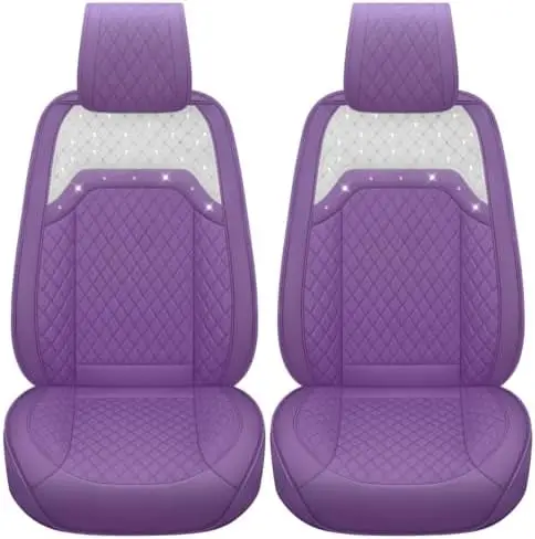 

Aierxuan Purple Front Seat Covers - Waterproof Leather, Sparkle Crystal, Universal Fit for , Kia,