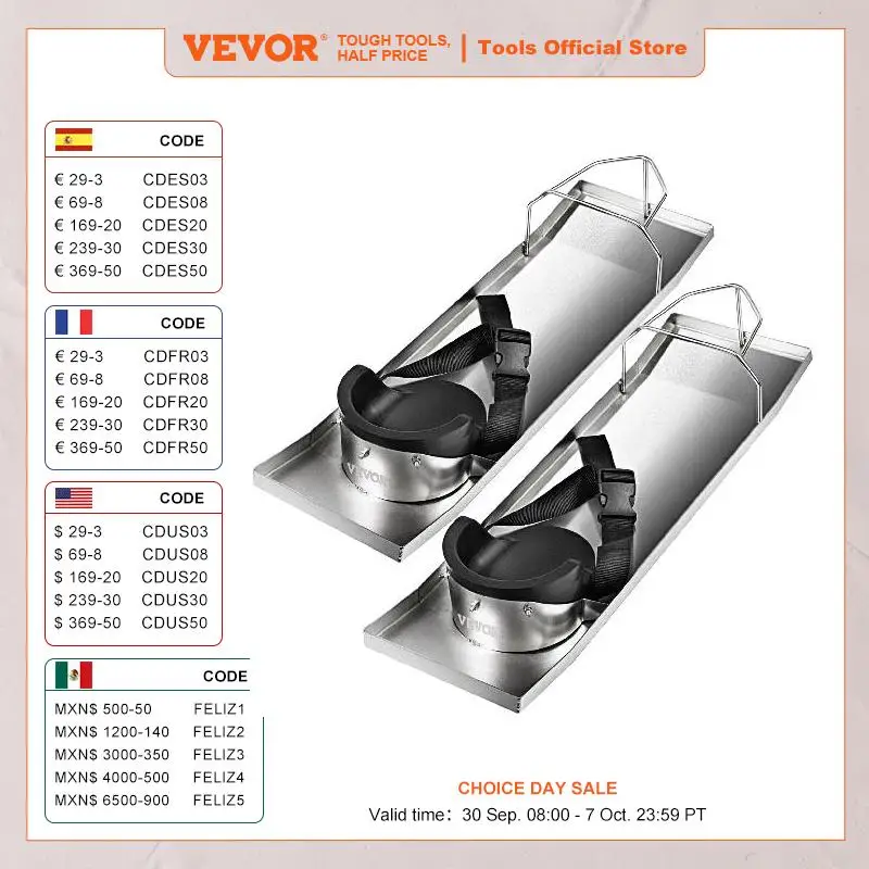 VEVOR Concrete Knee Boards Slider Stainless Steel Kneedboards Concrete Sliders Moving Sliders Concrete Finishing Kneeler Board