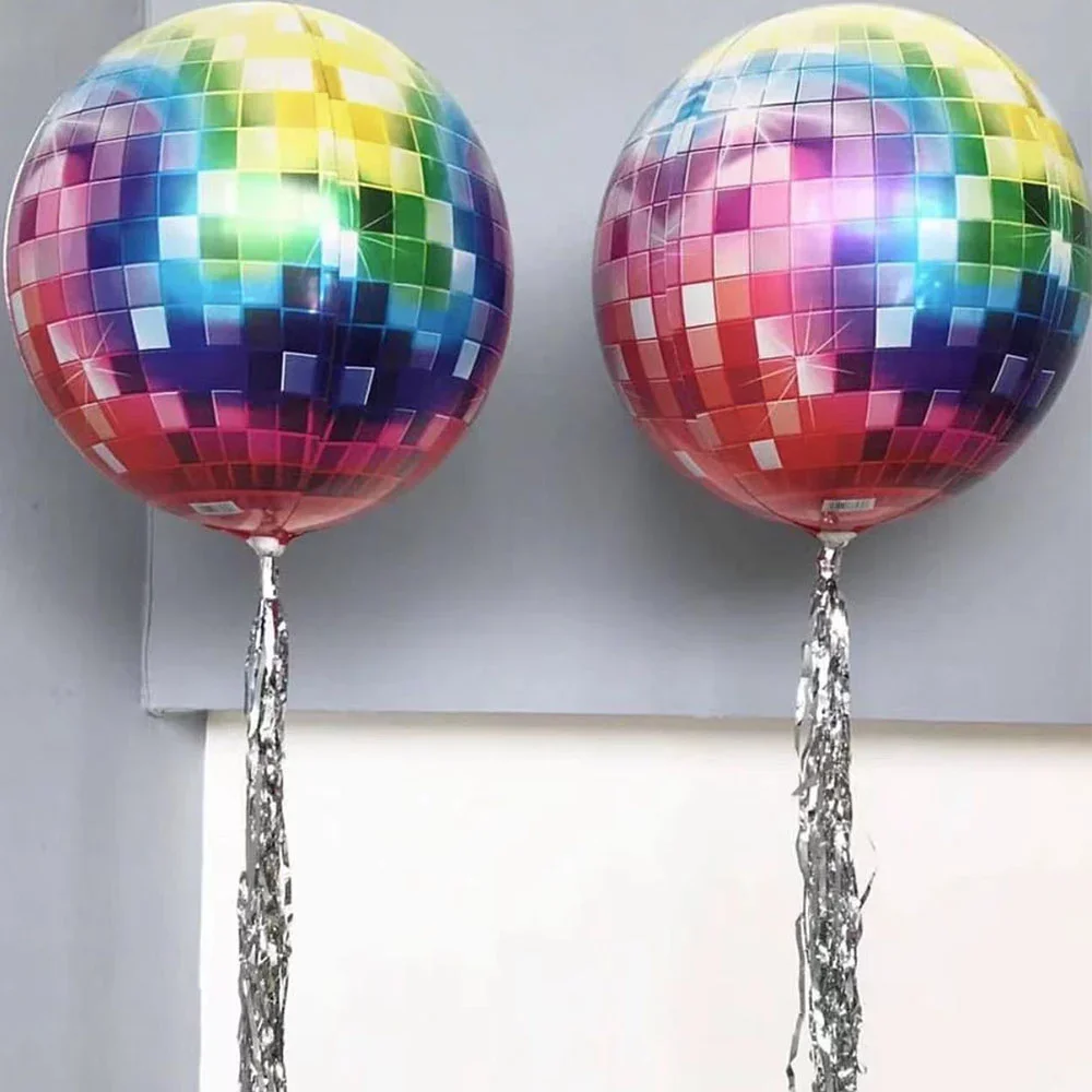 6er-Set 22 Zoll 4D Spiegel-Disco-Ballons, Retro Metallic Mehrfarbig Silber Gold Disco Geburtstagsdekoration Aluminiumfolienballons – Detail 12