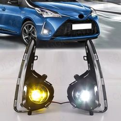 For Toyota Vitz Yaris 2018 Car Front Fog Lamp Halogen Lens Bulb Yellow White Daytime Running Lights With Switch Wires Waterproof