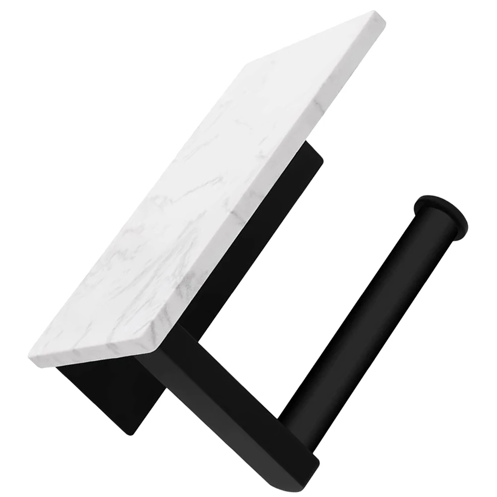 

Stainless Steel Toilet Paper Holder Black Marble Wall Mounted Roll Paper Hanger Rack Bathroom Storage Solution