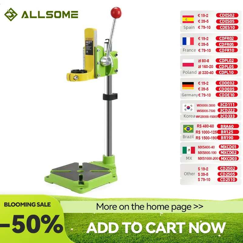 ALLSOME MINIQ BG6117 стенд для сверла/Пресс мини-держатель для электрической дрели 90 градусов вращающийся зажим для верстака с фиксированной рамой