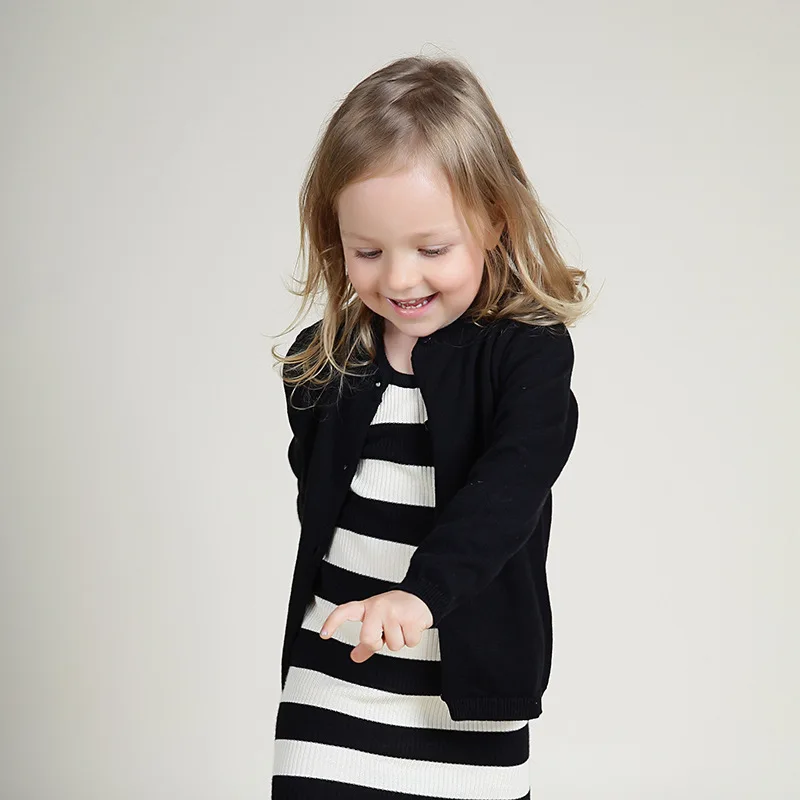 Solid Color Toddler Kids Classic Cotton Cardigan Children Spring Autumn Long Sleeved Knit Wear Outfits