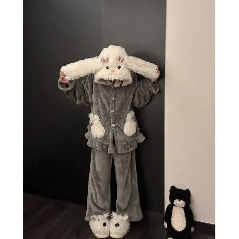 

Women's Pajama Set Girl Winter Homewear Sleepwear New Woman Nightwear Sexy Pyjamas Sets Pajamas Pyjama Couple Offer Suit Warm