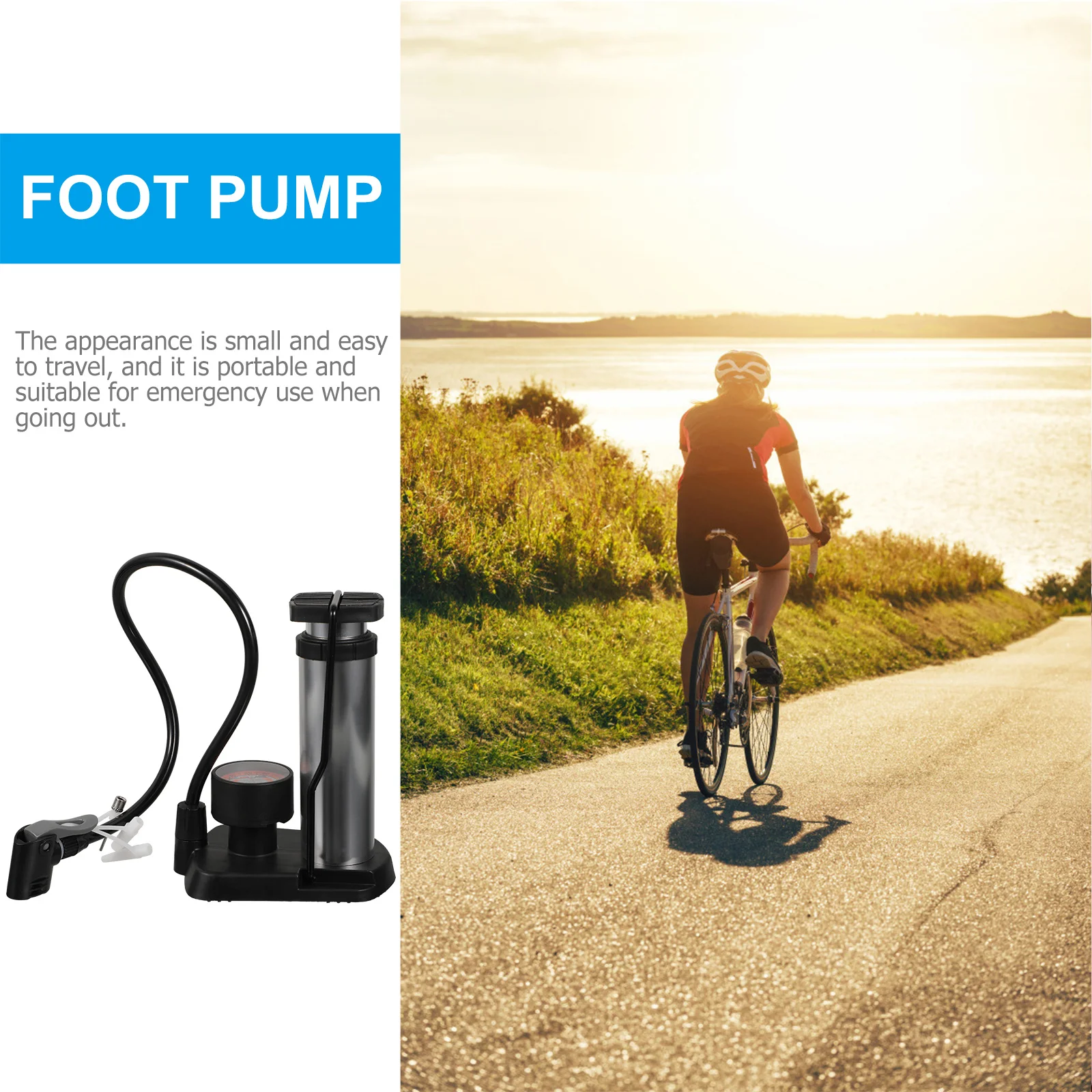 Compact Foot Inflator High Pressure Fast Pumping Multi Purpose Nozzle Portable Easy Carry Sturdy Design Foot Pump