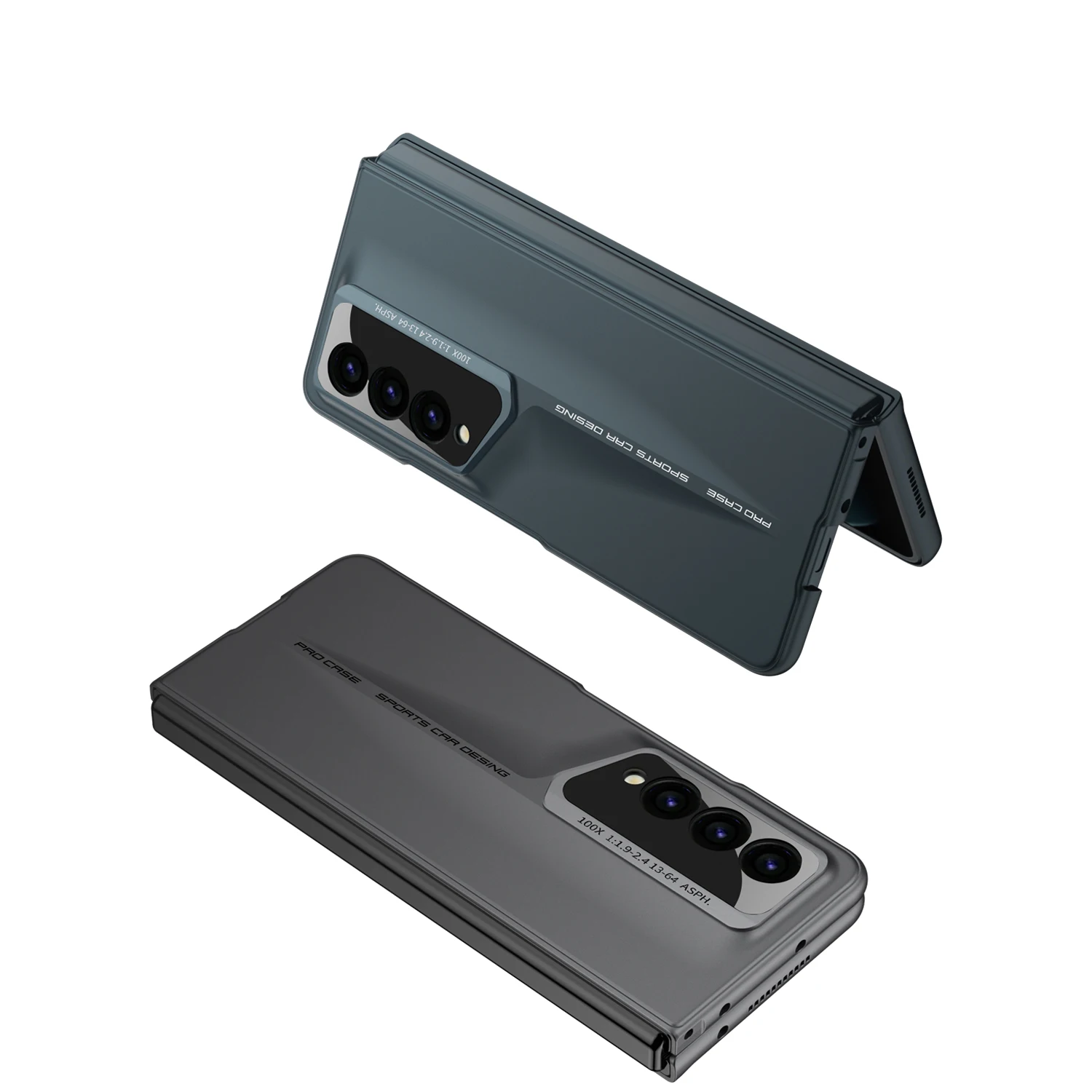 Skin Feel Blade Hard Case for Samsung Galaxy Z Fold 4, Fold 5, Out Display Glass Screen Protector, Cool Trendy