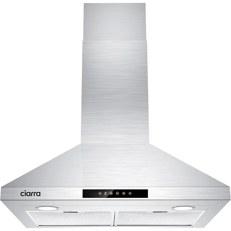 CIARRA Range Hood 30 inch 760m3/h Ductless Stove Hood Vent for Kitchen in Stainless Steel, Ducted and Ductless Convertible