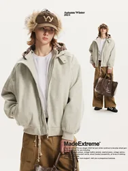 MADE EXTREME Hat Removable Plaid Jacket Padded Men Street Wear Luxury Men Winter Jacket