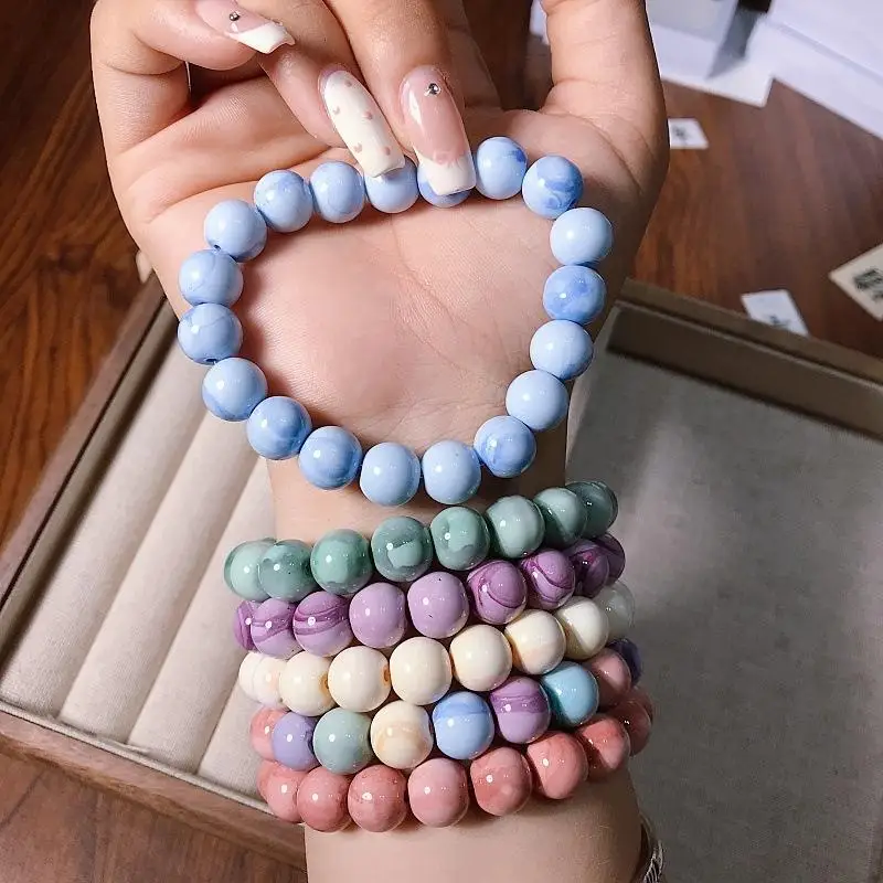 1pcs Sweet Korean Beaded Ink Wash Ceramic Bracelet for Women Girls Trendy Party Jewelry Gift Present