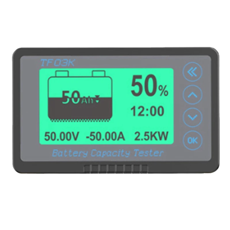 High-Precision Battery Power Display Meter Battery Monitor LiFePO4 Power Display Voltage and Current Meter 500A (0-750A)-ABVK