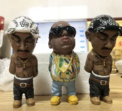 Car Ornaments Hip Hop Rapper 2pac Tupac Figure Resin Art Mini Doll for Office Car Decoration Auto Interior Accessories