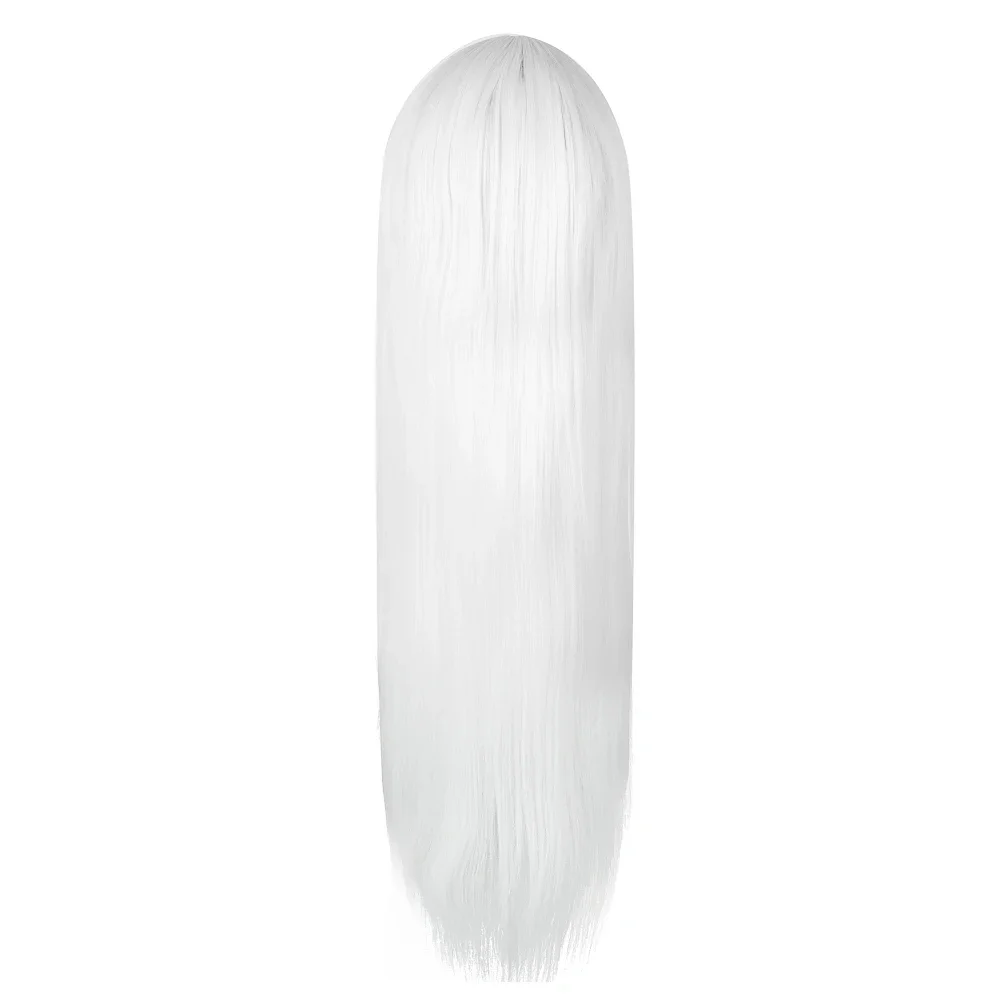 Fei-Show Costume Wig Synthetic Heat Resistant Fiber Long Straight White Hair Halloween Carnival Cos-play Events Women Hairpiece