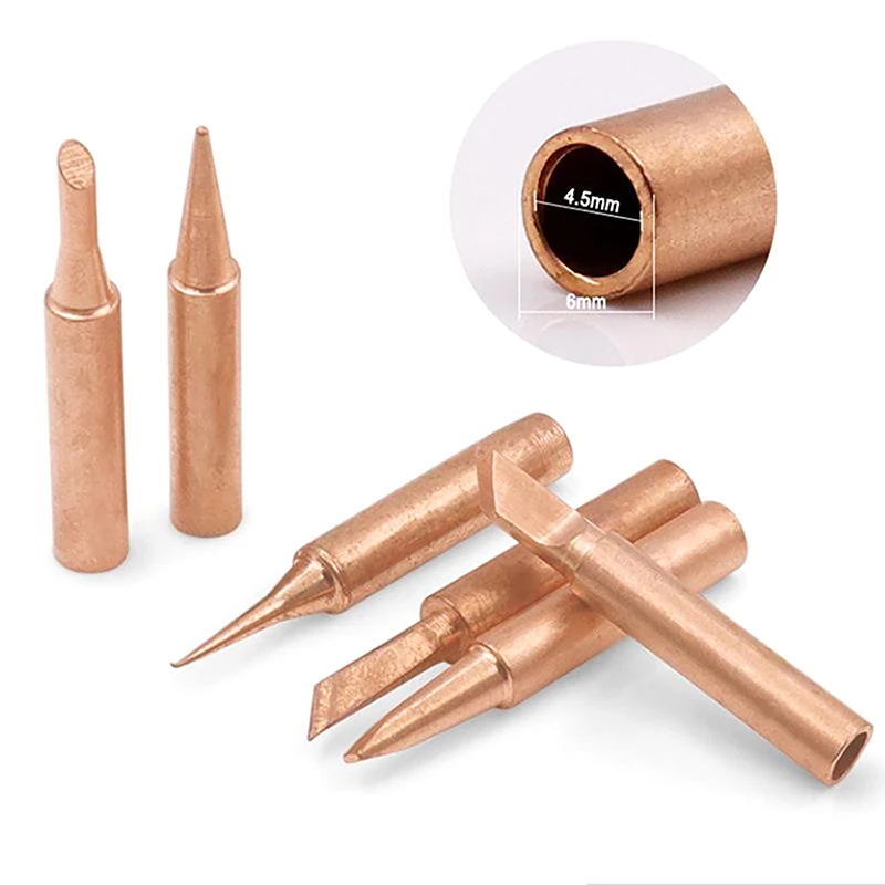 7pcs/set Copper T Soldering Iron Tip Set Electric Soldering Iron Lead-free Welding Tips Head BGA Soldering Tools Welding Tips