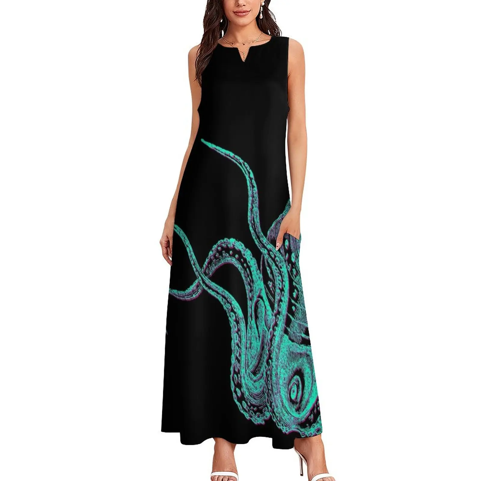 Vintage Neon Octopus Tentacles Long Dress dresses women summer 2025 summer dress daily Dress