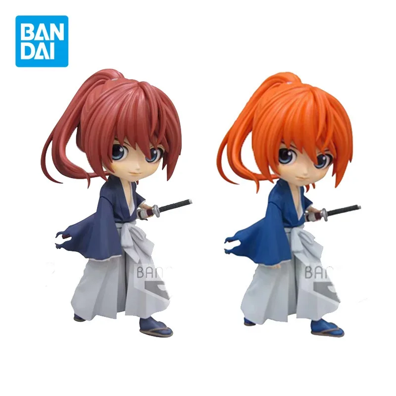 Bandai Genuine Anime Rurouni Kenshin Q Posket Himura Kenshin Action Figure Kids Toys Christmas Gifts Collectible Model Ornaments