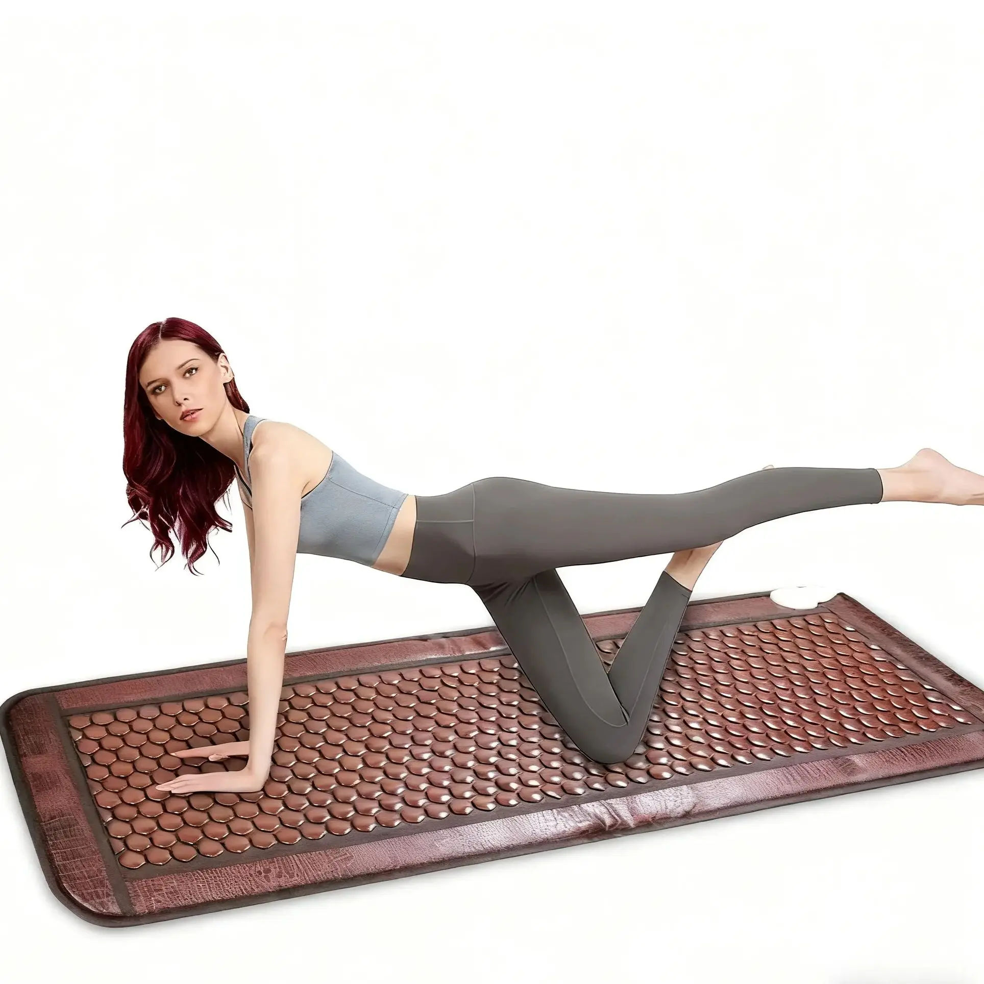 Heated Jade Mat with Germanium & Tourmaline Stones - Electric Therapy Pad for Back Pain Relief - Natural Hot Stone Massage Mat f