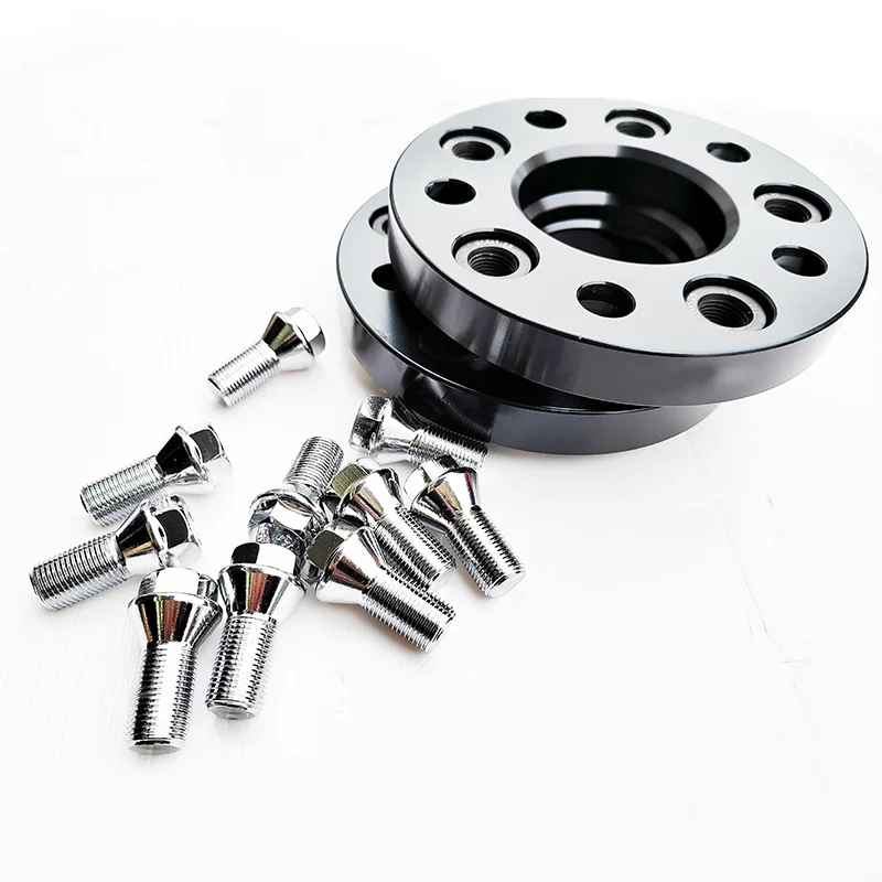 2-Piece 30mm 5X120 wheel adapter 74.1mm wheel hub bore CNC machined for BMW X5/X6 with 10-piece wheel bolts (black anodized) alu