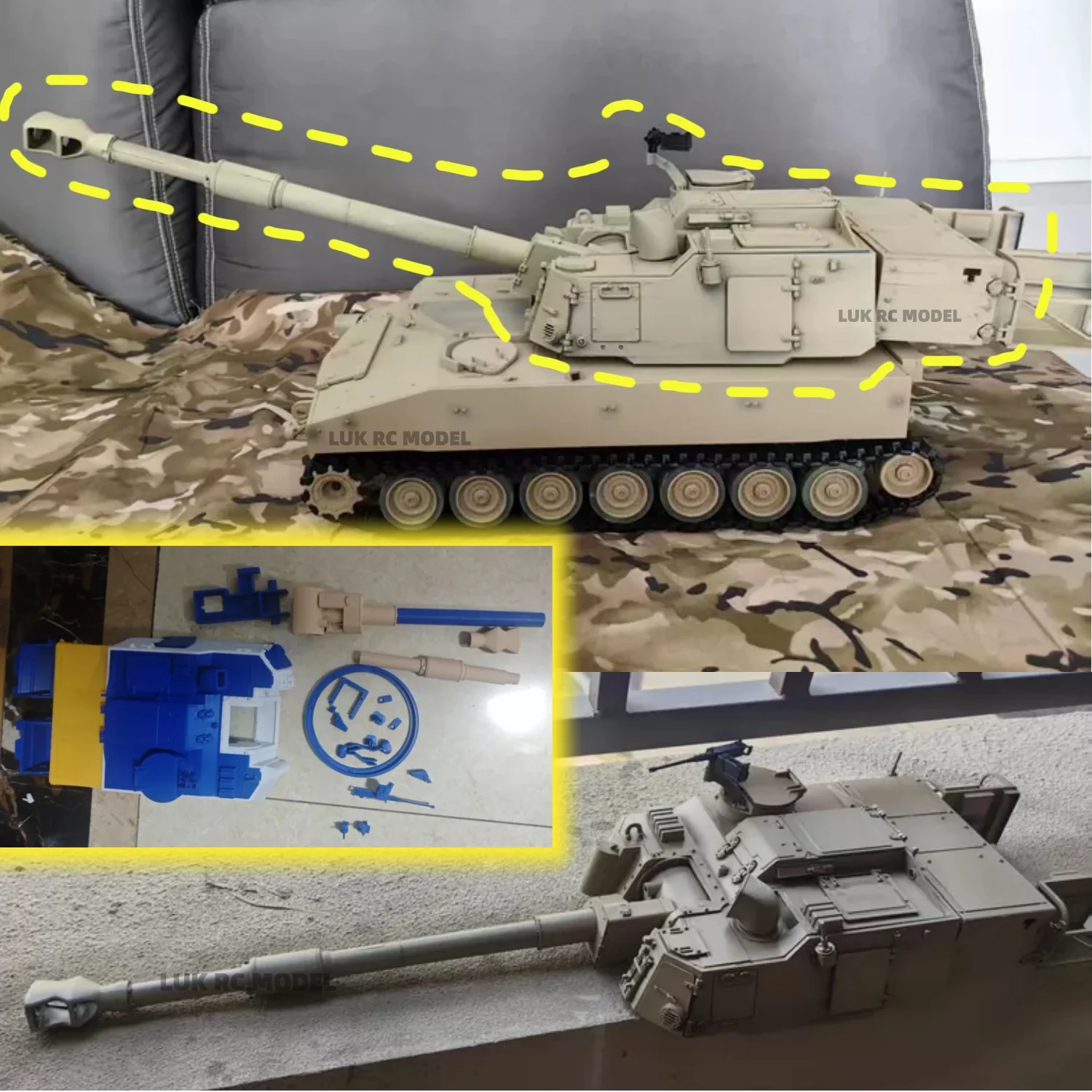 3d-printing-1-16-m109a6-turret-unpainted-unassembled-for-modification-accessories-1-16-td-m109-rc-tank-upgrade-diy-parts