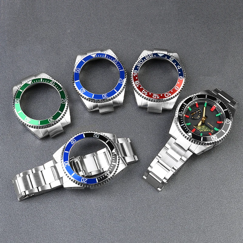 علبة ساعة معدنية فضية كاملة ، مدي دوران ، حزام الحافة ، مجموعة الفرقة ، الفولاذ المقاوم للصدأ ، كاسيو البلوط ، طقم عصري مجددة ، GA2100 ، GA2110