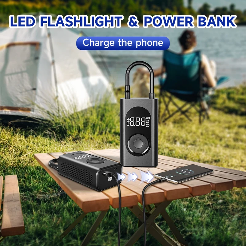 Bomba de inflado de neumáticos de coche inalámbrica, 150PSI portátil de compresor de aire, batería de 6000mAh con luz LED para coche, bicicleta, Bola de Motor