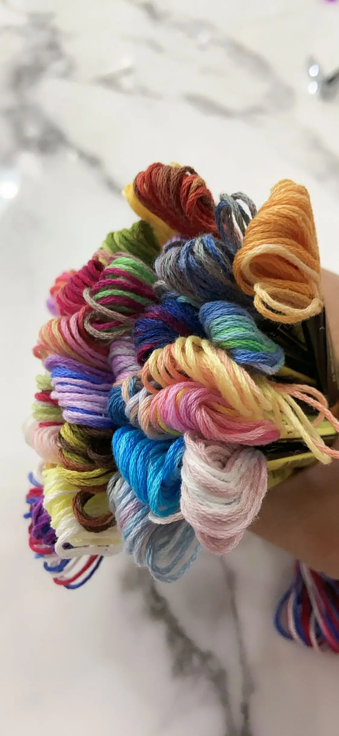 Cotton Embroidery Floss, Overdyed Cross Stitch, Color Variegated, 6 Strands, 8 m, 10 Colors per Set