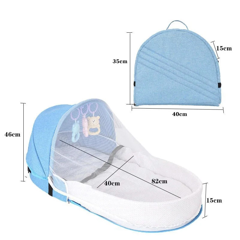 Portable and Versatile Infant Crib Folding Baby Nest with Mosquito Net for Four Seasons Multi-functional Mommy Bag