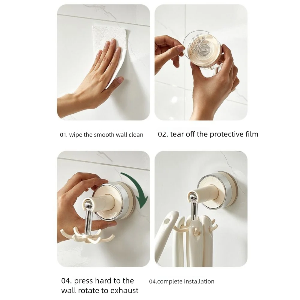 مثبت على الحائط 360 °   الدورية للطي هوك قوية معلقة حامل أدوات المطبخ توفير المساحة Traceless شفط كأس هوك الحمام