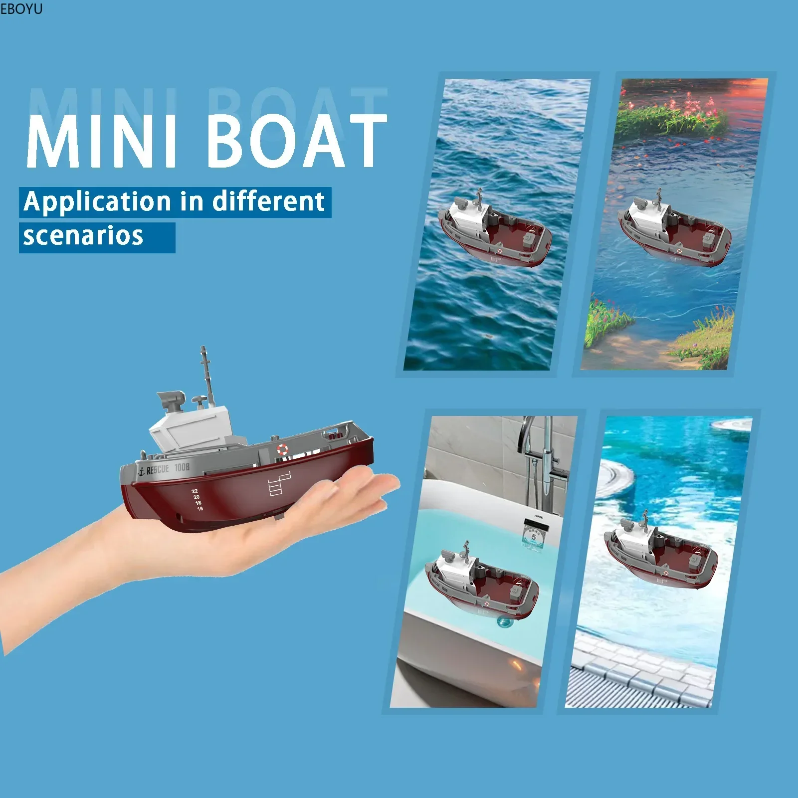 S820 RC Boat 2.4G 1/72 Powerful Dual Motors Wireless Electric Remote Control Tugboat Model Toys for Kids Gift