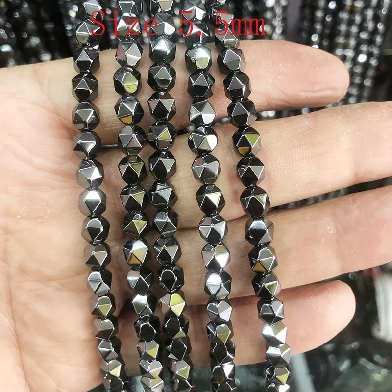 Natural Black Hematite Stone Beads Cylinder Round Loose Spacer Beads For DIY Jewelry Making Bracelet Necklace Accessories 1-14mm