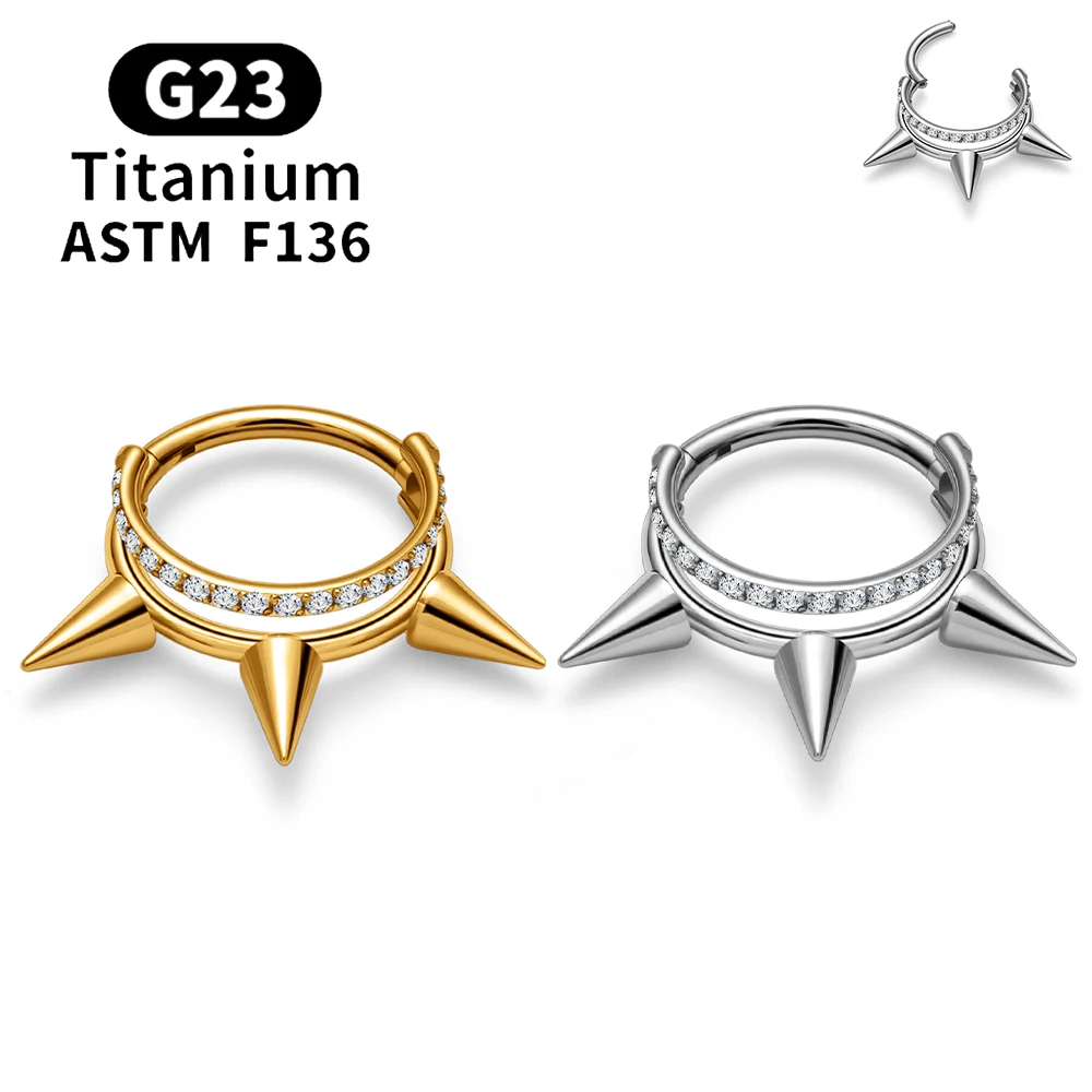 

ASTM F136 Titanium Piercing EAR Nose Rings 16G Zircon Hinged Segment Septum Hoop Tragus Cartilage Helix PIERC Body Jewelry