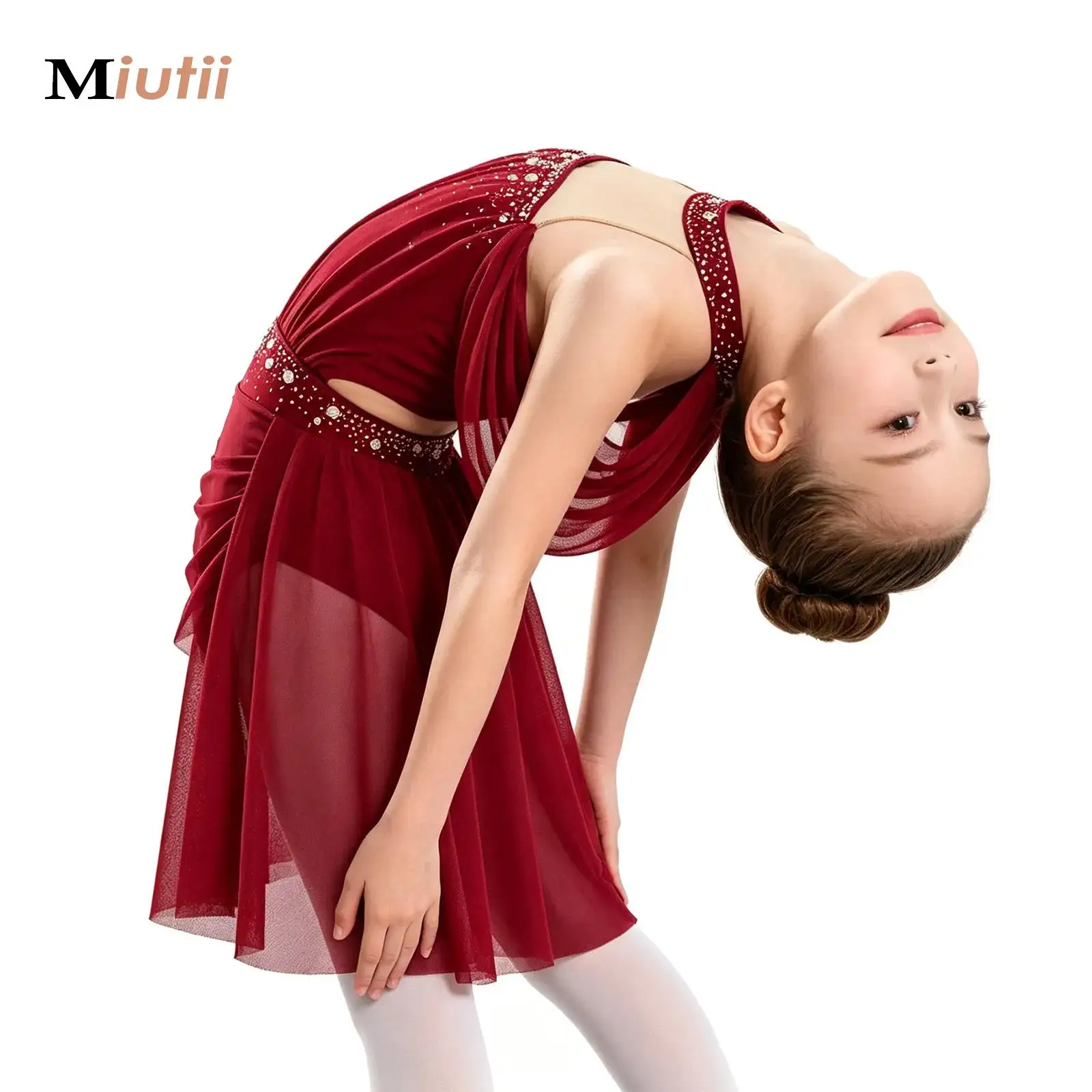 

Modern Lyrical Dance Dress For Girls Kids Ballet Tutu Acrobatics Gymnastics Leotard Figure Skating Stage Performance Costume