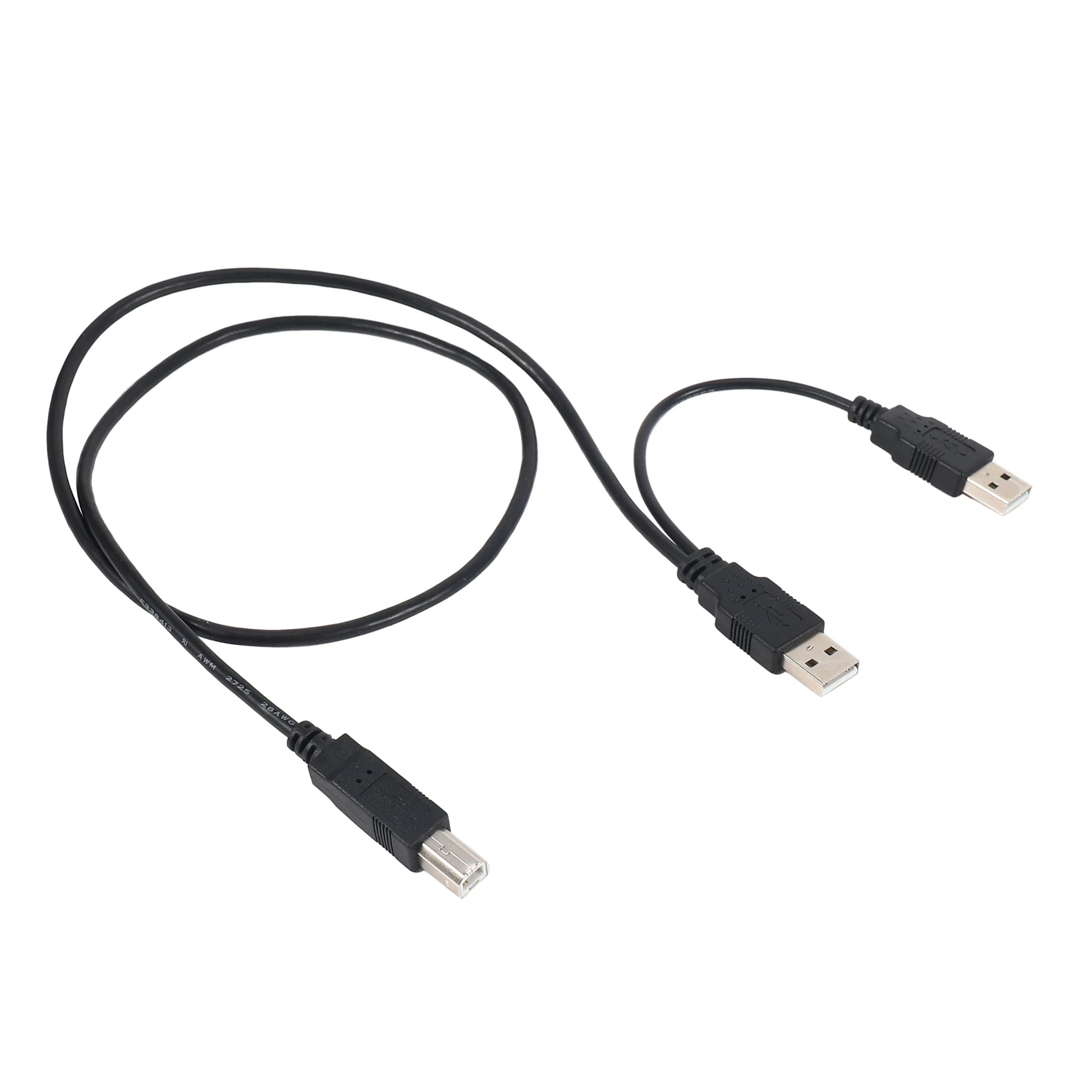 Dual USB 2.0 Male to Standard B Male Y Cable 80cm for Printer & Scanner & External Hard Disk Drive