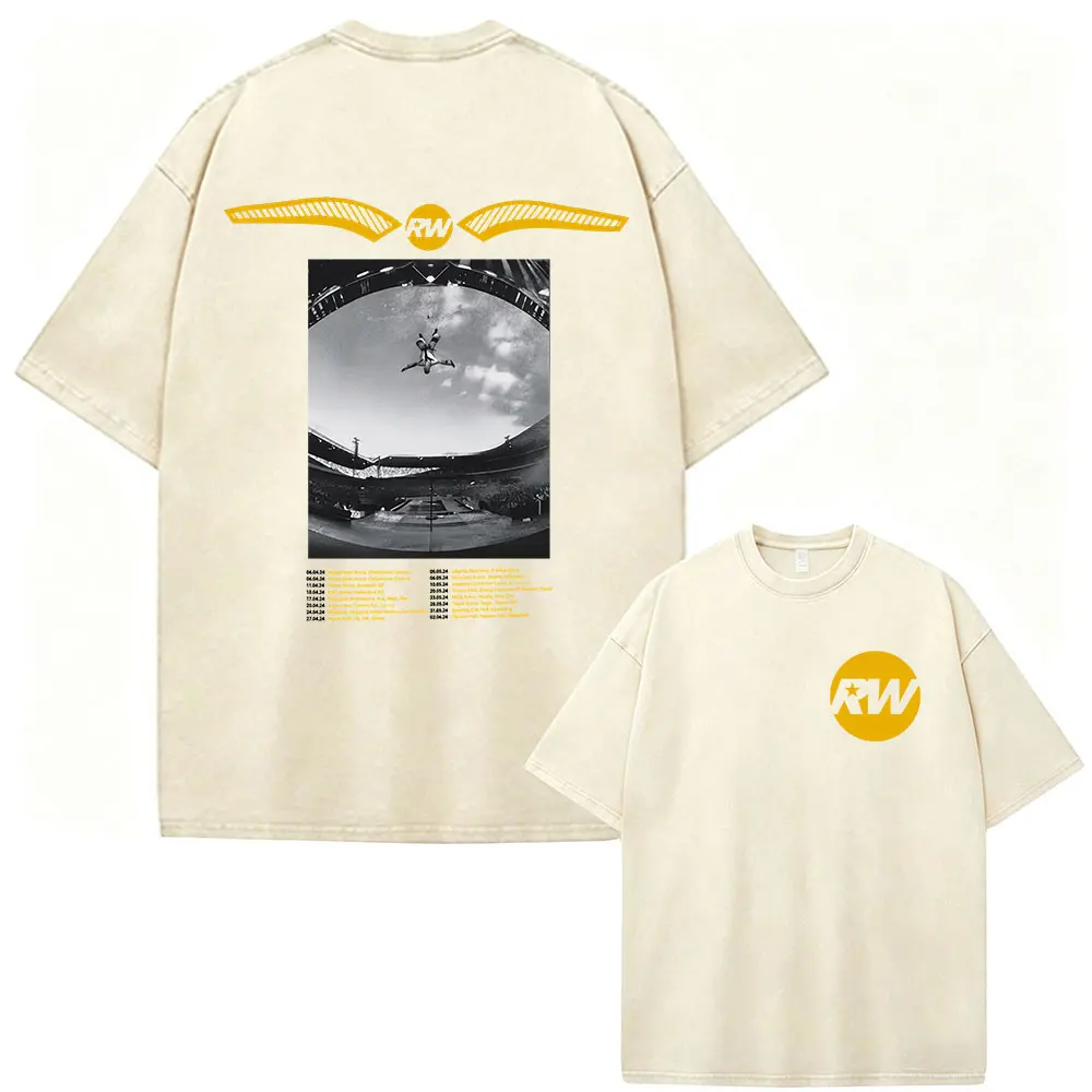 Robbie Williams Album Cover Tour Merch Vintage Washed T-Shirts Herren Damen Kleidung Mode Kurzarm Baumwolle Casual T-Shirts – Detail 5