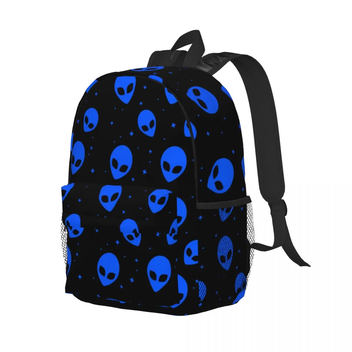 Mochila con patrón de Alien de Ciencia ficción Para hombres y mujeres, bolsa de libros para estudiantes universitarios, se adapta a bolsas para portátiles de 15 pulgadas, azul y negro