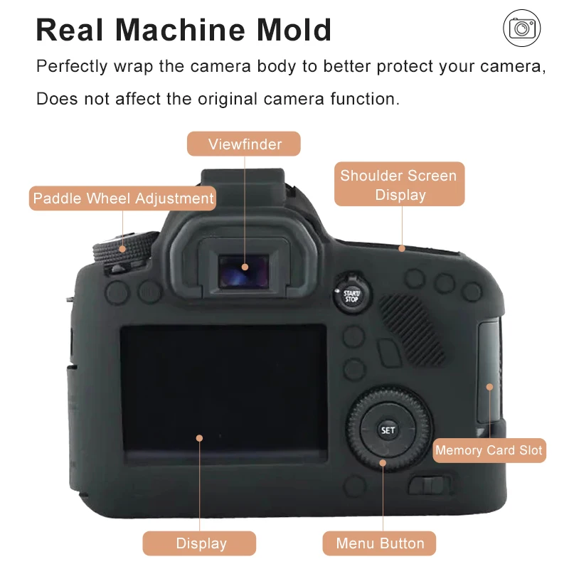 Soft Canon EOS 6D ซิลิโคนกระเป๋ากล้องซิลิโคนกรณีกระเป๋ากล้องยางสำหรับ Canon 6D ป้องกันปกป้องตัวเครื่อง