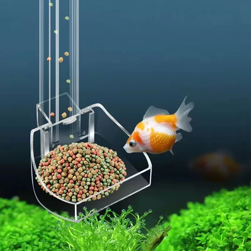 Multifunctional Large Capacity Feeder Aquarium Feeding Tube Anti-Stuck Food Dispenser Transparent Design Fish Feeder