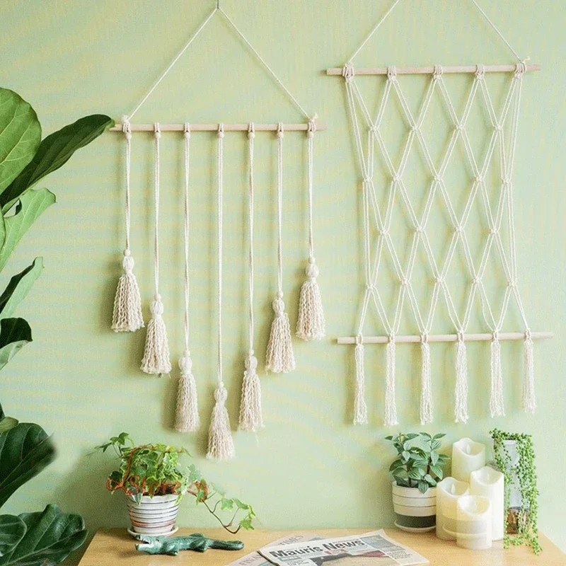 Hanging Photo Display Macrame Wall Hanging Pictures Frame Holder Organizer Boho Kids Baby Room Home Office Wall Art Decoration