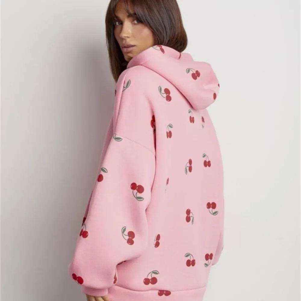 Fashion Women's Sweatshirt Autumn Winter Loose Casual Print Versatile Commuter Style Coats Long-sleeved Zipper Hooded Clothing