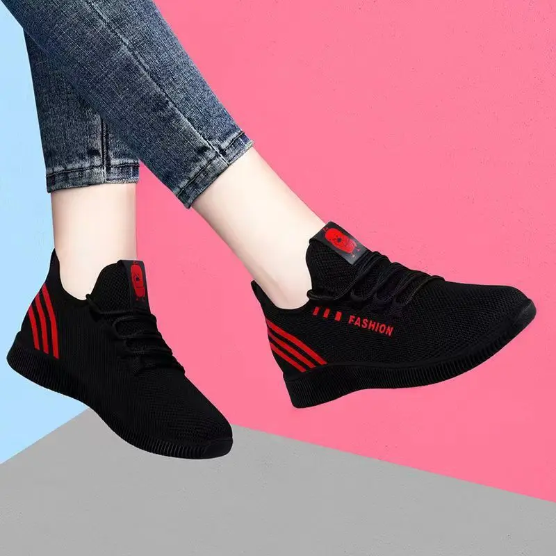 2023 Summer Womens Black Shoes Sneakers Flats Sport Footwear Shoes Female Lightweight breathable Shoes кроссовки мужские